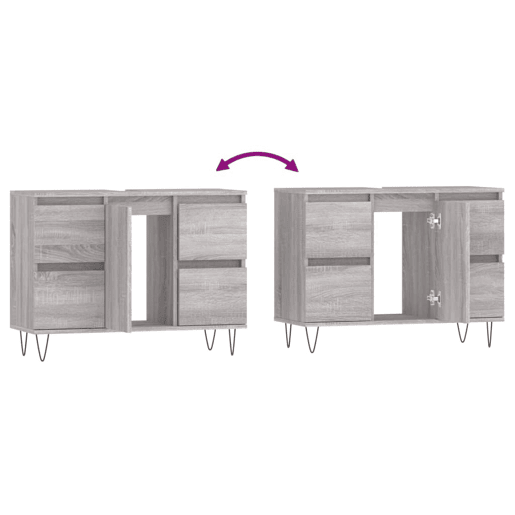 vidaXL Armário de casa de banho 80x33x60 cm deriv.madeira cinza sonoma vidaXL Armário de casa de banho 80x33x60 cm deriv.madeira cinza sonoma