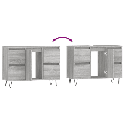vidaXL Armário de casa de banho 80x33x60 cm deriv.madeira cinza sonoma vidaXL Armário de casa de banho 80x33x60 cm deriv.madeira cinza sonoma