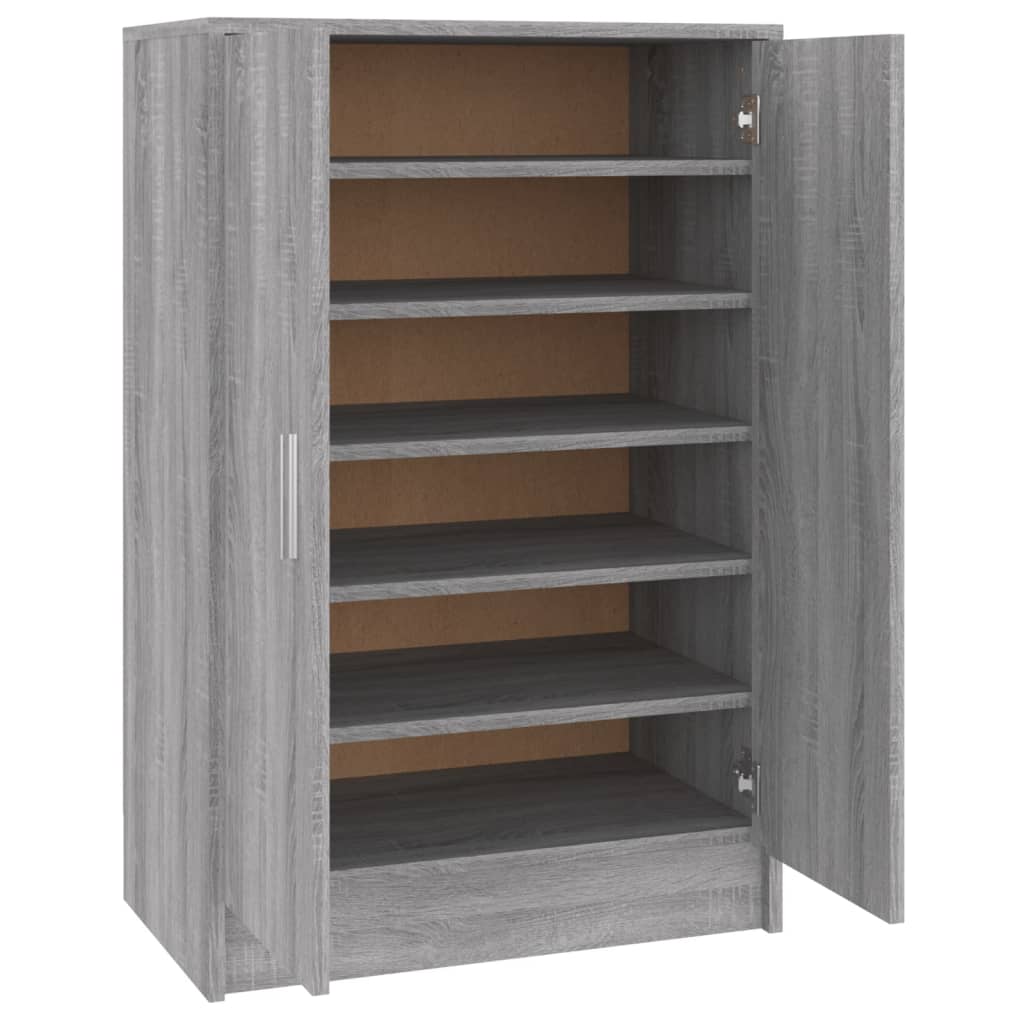 Vidaxl zapatero de madera contrachapada gris sonoma 60x35x92 cm