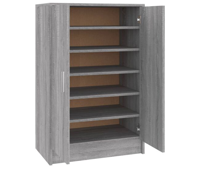 Vidaxl zapatero de madera contrachapada gris sonoma 60x35x92 cm