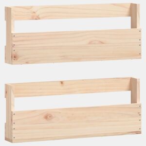 vidaXL Sapateiras de montagem na parede 2 pcs 59x9x23 cm pinho maciço
