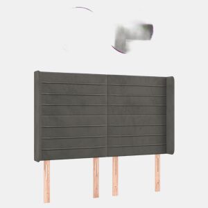 vidaXL Cabeceira de cama c LED veludo 147x16x118128 cm cinza-escuro