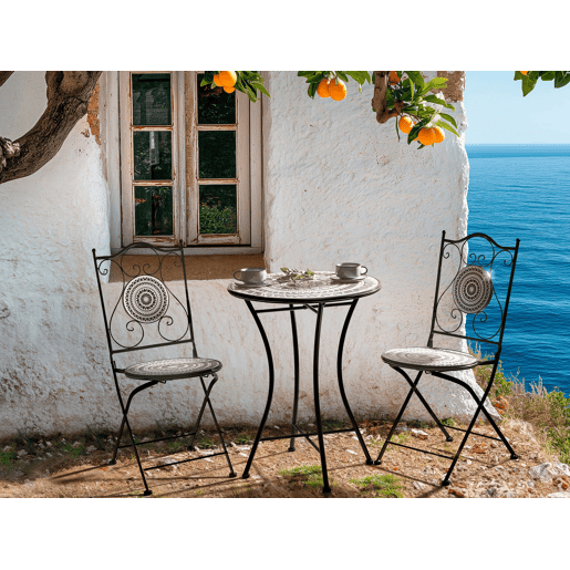 Mesa bistrô COMISO 60 cm 60 cm Metal PretoBranco