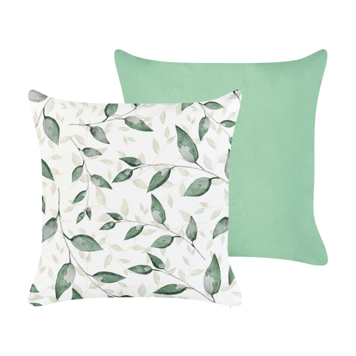 Conjunto de 2 almofadas de jardim FLYLEAF Padrão de plantas 45 x 45 cm Verde