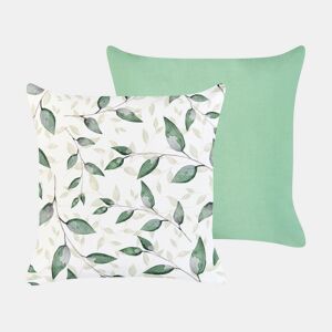 Conjunto de 2 almofadas de jardim FLYLEAF Padrão de plantas 45 x 45 cm Verde