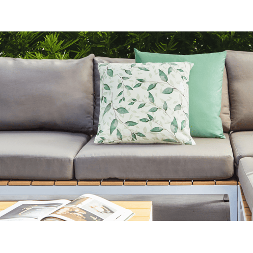 Conjunto de 2 almofadas de jardim FLYLEAF Padrão de plantas 45 x 45 cm Verde