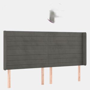 vidaXL Cabeceira de cama c LED veludo 183x16x118128 cm cinza-escuro