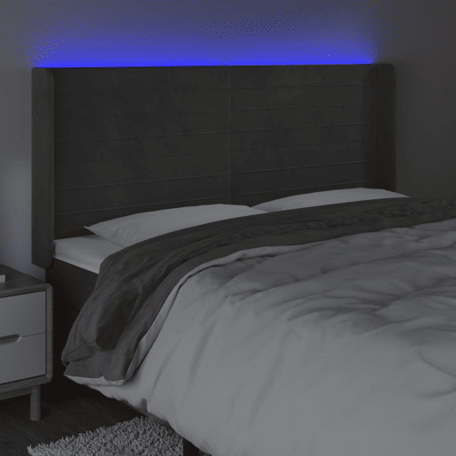 vidaXL Cabeceira de cama c LED veludo 183x16x118128 cm cinza-escuro vidaXL Cabeceira de cama c LED veludo 183x16x118128 cm cinza-escuro