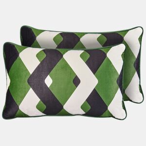 Conjunto de 2 almofadas de jardim SWAY Padrão geométrico 30 x 50 cm Multicolor