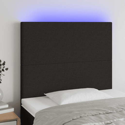 vidaXL Cabeceira cama c LED tecido 80x5x118128 cm preto