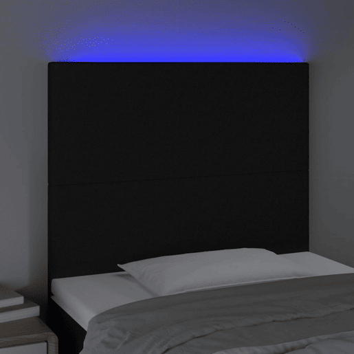 vidaXL Cabeceira cama c LED tecido 80x5x118128 cm preto