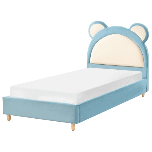 Cama infantil Urso de peluche Veludo MAILLES 90 x 200 cm Azul