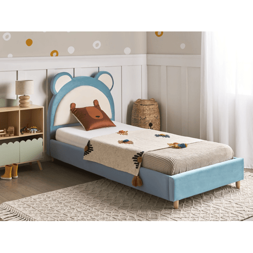 Cama infantil Urso de peluche Veludo MAILLES 90 x 200 cm Azul
