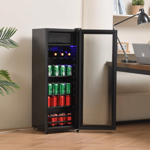 Frigorífico mini 109,5cm 128L de aço inoxidável com 1 porta,preto