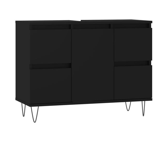 Vidaxl mueble de baño madera de ingeniería negro 80x33x60 cm