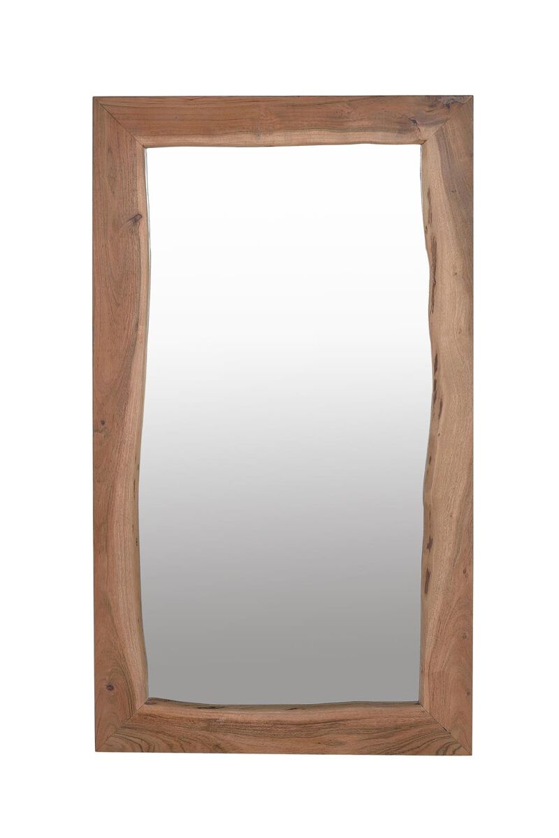 Espejo madera de mango marron al tratarse de una pieza de madera natural y mueble artesanal, puede conservar sus nudos y vetas originales y por tanto