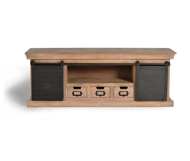 Mueble TV madera de mango y patas de metal y gris Multicolor.Giner y Colomer 55x40x150