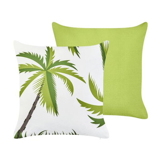 Conjunto de 2 almofadas de jardim SEASIDE Padrão de plantas 45 x 45 cm Verde