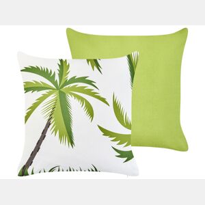 Conjunto de 2 almofadas de jardim SEASIDE Padrão de plantas 45 x 45 cm Verde