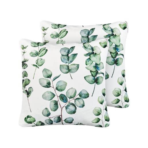 Conjunto de 2 almofadas de jardim BOSQUE Padrão de plantas 45 x 45 cm Verde