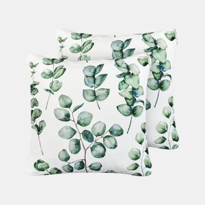 Conjunto de 2 almofadas de jardim BOSQUE Padrão de plantas 45 x 45 cm Verde