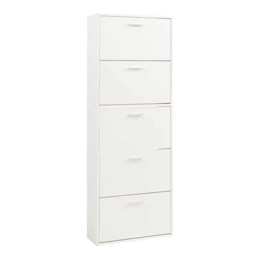 Sapateira Sykkylven 169x60x24 cm com 5 abas Branco en.casa