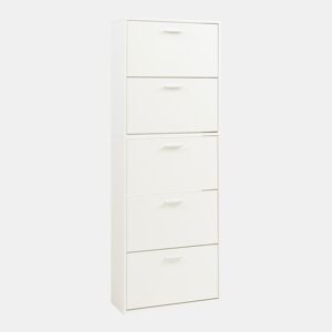 Sapateira Sykkylven 169x60x24 cm com 5 abas Branco en.casa