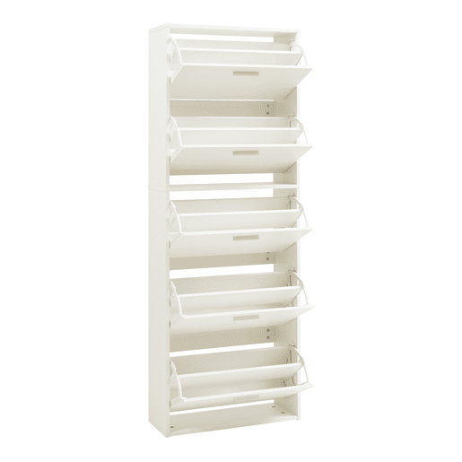 Sapateira Sykkylven 169x60x24 cm com 5 abas Branco en.casa