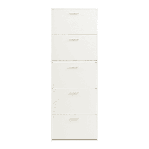 Sapateira Sykkylven 169x60x24 cm com 5 abas Branco en.casa