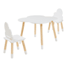 Conjunto mesa e 2 cadeiras para crianças Epim design de nuvens Branco en.casa