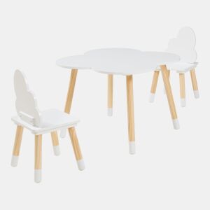 Conjunto mesa e 2 cadeiras para crianças Epim design de nuvens Branco en.casa