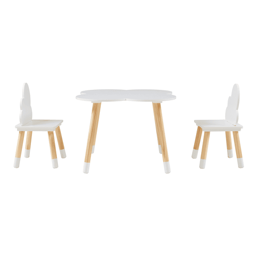 Conjunto mesa e 2 cadeiras para crianças Epim design de nuvens Branco en.casa