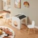 Juego infantil de mesa y 2 sillas Romso MDF en forma de casa 61 Juego infantil de mesa y 2 sillas Romso MDF en forma de casa 61 Blanco/ Madera
