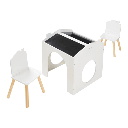 Conjunto de mesa para crianças Romso com 2 cadeiras aspecto de casa Branco en.casa