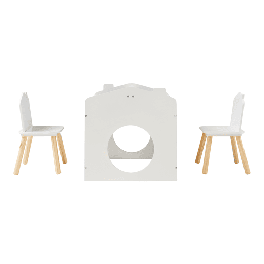 Conjunto de mesa para crianças Romso com 2 cadeiras aspecto de casa Branco en.casa