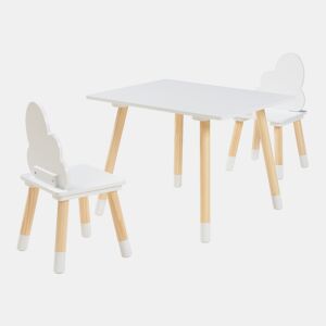 Conjunto mesa e 2 cadeiras para crianças Hovle design de nuvens Blanco en.casa
