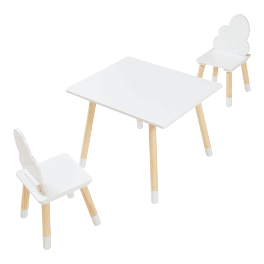 Conjunto mesa e 2 cadeiras para crianças Hovle design de nuvens Blanco en.casa
