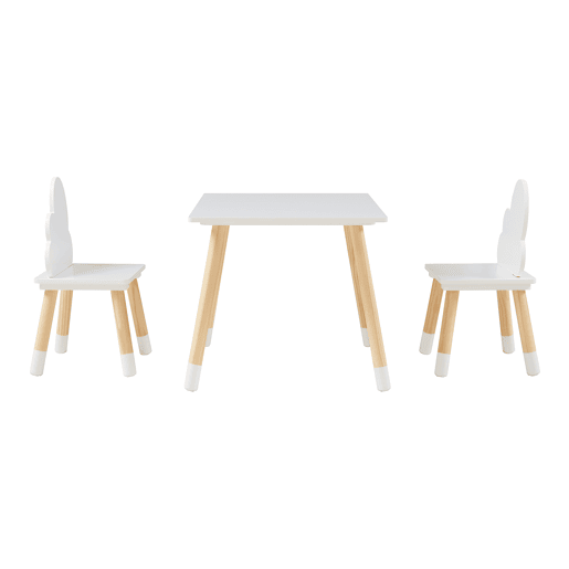 Conjunto mesa e 2 cadeiras para crianças Hovle design de nuvens Blanco en.casa