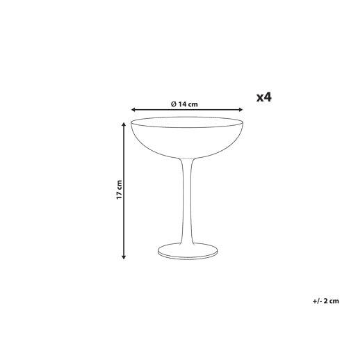 Conjunto de 4 copos para martini DIOPSIDE 250 ml Rosa