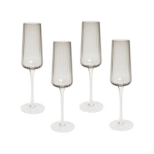 Conjunto de 4 flutes de champanhe QUARTZ 230 ml Cinzento Conjunto de 4 flutes de champanhe QUARTZ 230 ml Cinzento