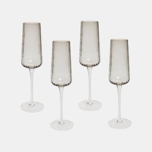 Conjunto de 4 flutes de champanhe QUARTZ 230 ml Cinzento