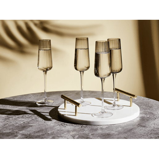 Conjunto de 4 flutes de champanhe QUARTZ 230 ml Cinzento Conjunto de 4 flutes de champanhe QUARTZ 230 ml Cinzento