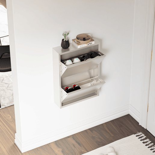 apateira Sokndal com 2 portas 71x50x15 cm metal - Branco-escuro en.casa