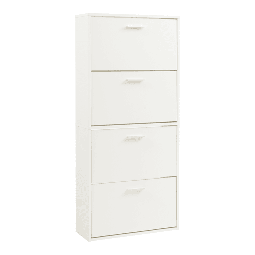 Sapateira Sykkylven 134x60x24 cm com 4 abas Branco en.casa
