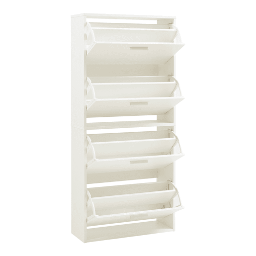 Sapateira Sykkylven 134x60x24 cm com 4 abas Branco en.casa