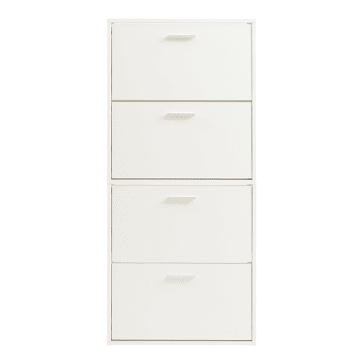 Sapateira Sykkylven 134x60x24 cm com 4 abas Branco en.casa