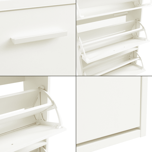 Sapateira Sykkylven 134x60x24 cm com 4 abas Branco en.casa