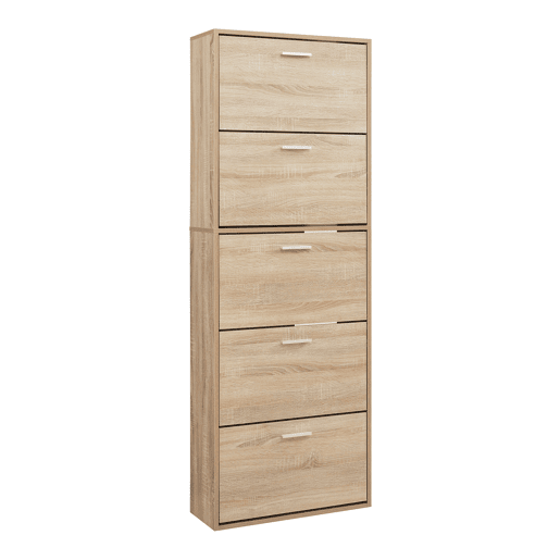 Sapateira Sykkylven 169x60x24 cm com 5 abas Carvalho Sonoma en.casa