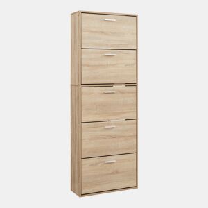 Sapateira Sykkylven 169x60x24 cm com 5 abas Carvalho Sonoma en.casa