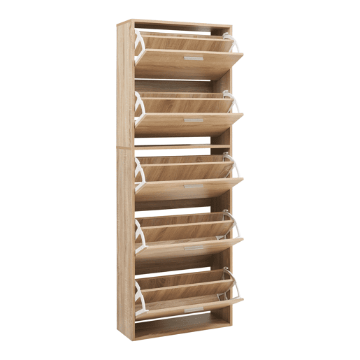 Sapateira Sykkylven 169x60x24 cm com 5 abas Carvalho Sonoma en.casa